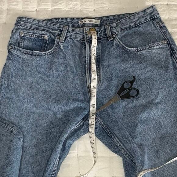 Zara Stone Wash Button Fly Jeans High Rise Straight Leg Women's 34 | Blue | EUC - Picture 9 of 11